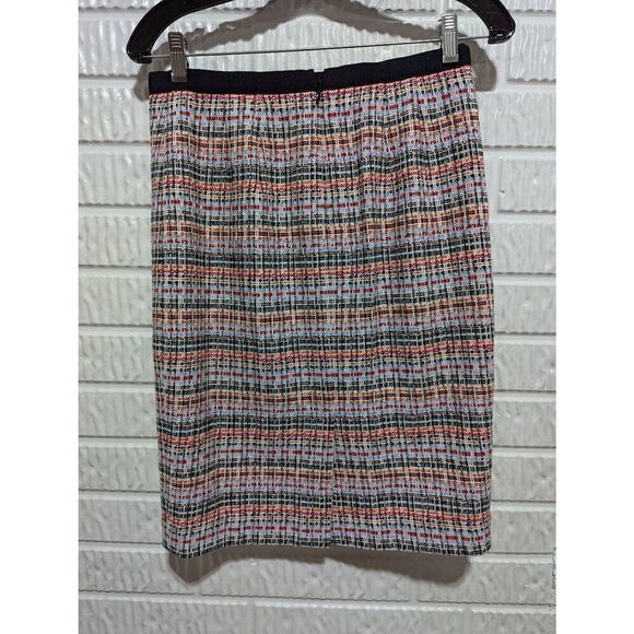 Talbots Women's Red & Blue Metallic Silver Thread Fully Lined Straight Skirt Siz - Picture 4 of 7